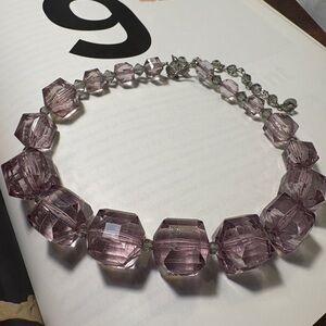 Genuine Y2K Tarina Tarantino Lucite Cube Bead Choker Necklace Smoke Gray Perfect